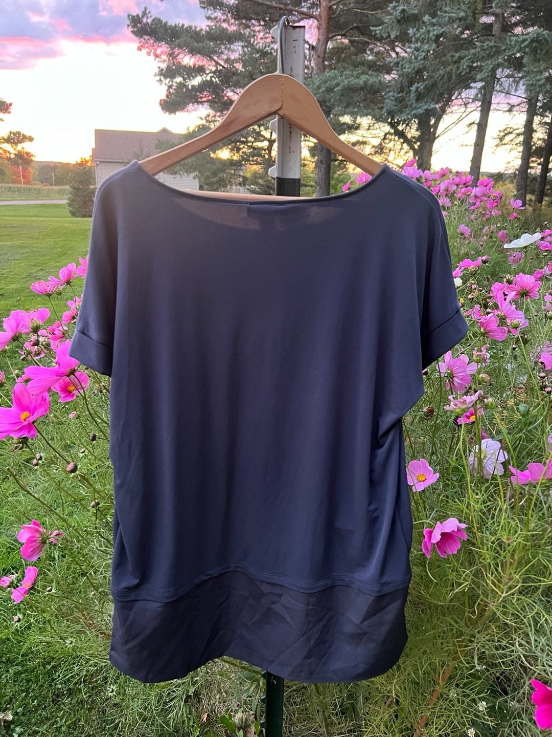 Calvin Klein Short Sleeve Tunic Size S Navy Blue 7