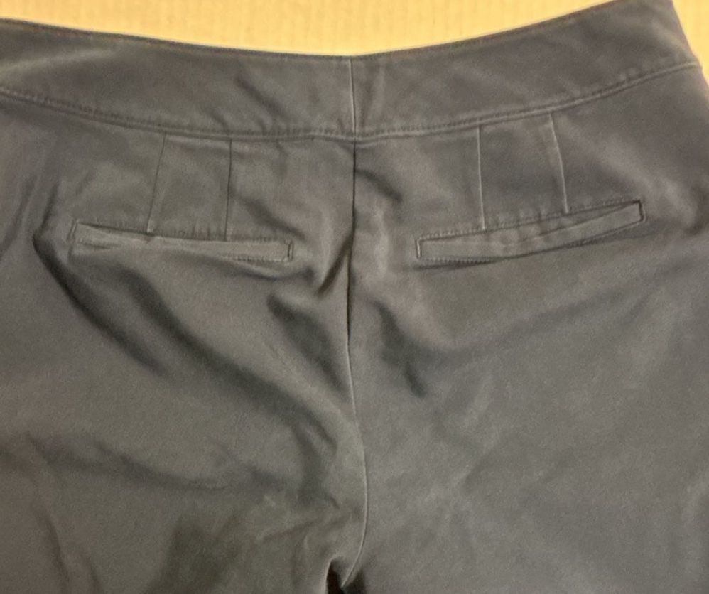 Ann Taylor Factory Pants Size 4 Navy Blue Ankle Work Trousers Button Hem 5