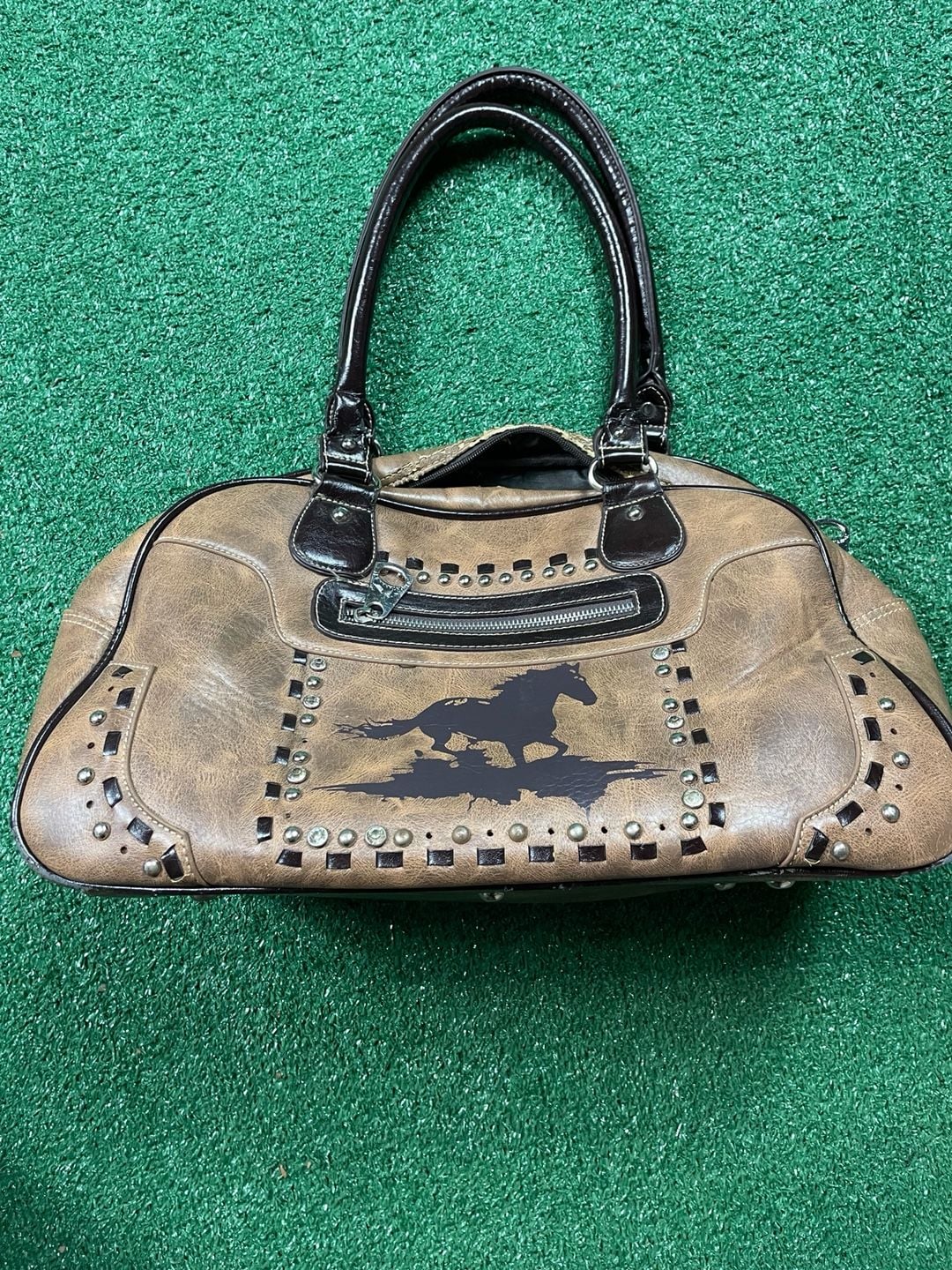 Montana West Horse Western Handbag Brown Studded Shoulder Bag 2