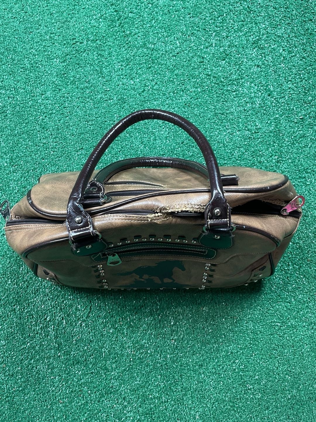 Montana West Horse Western Handbag Brown Studded Shoulder Bag 4