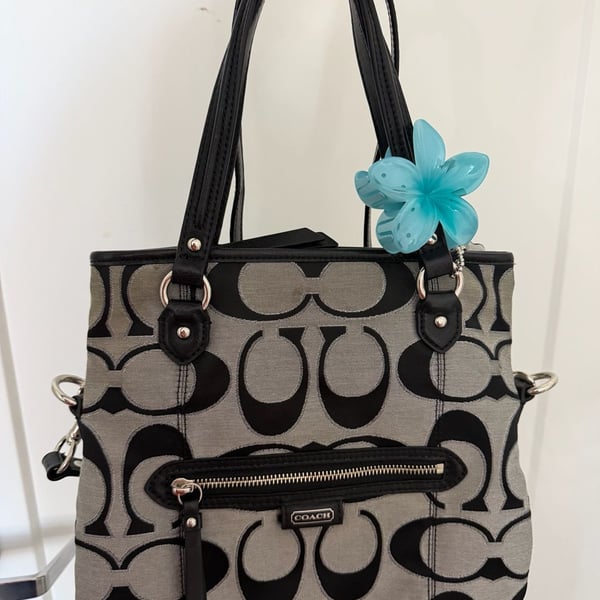 Coach Signature C F23940 Black Gray Convertible Tote Bag