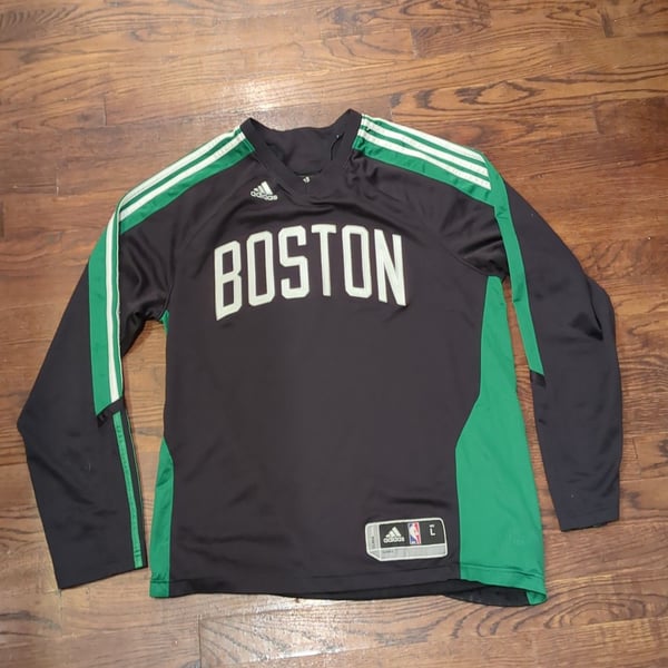 Adidas Boston Celtics Long Sleeve Shooting Jersey Size L Black Green