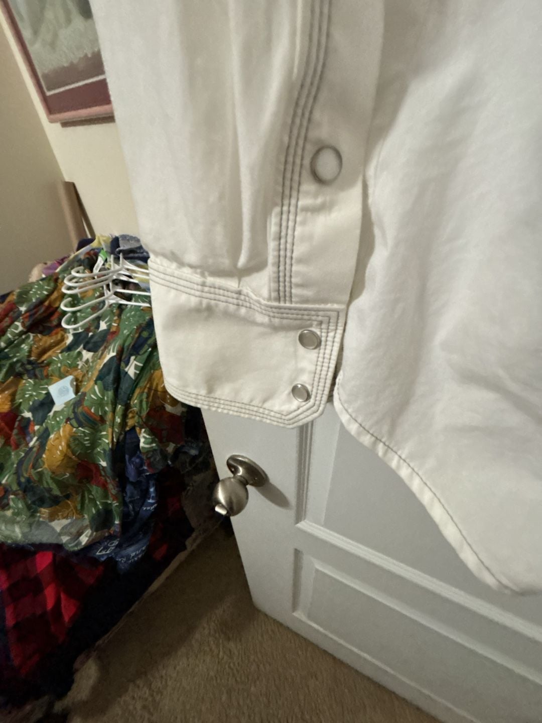 True Religion Western Shirt Size 2XL White Pearl Snap Long Sleeve 8
