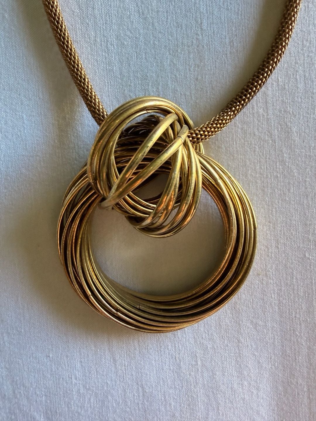 Vintage Gold Tone Multi Circle Statement Necklace 3