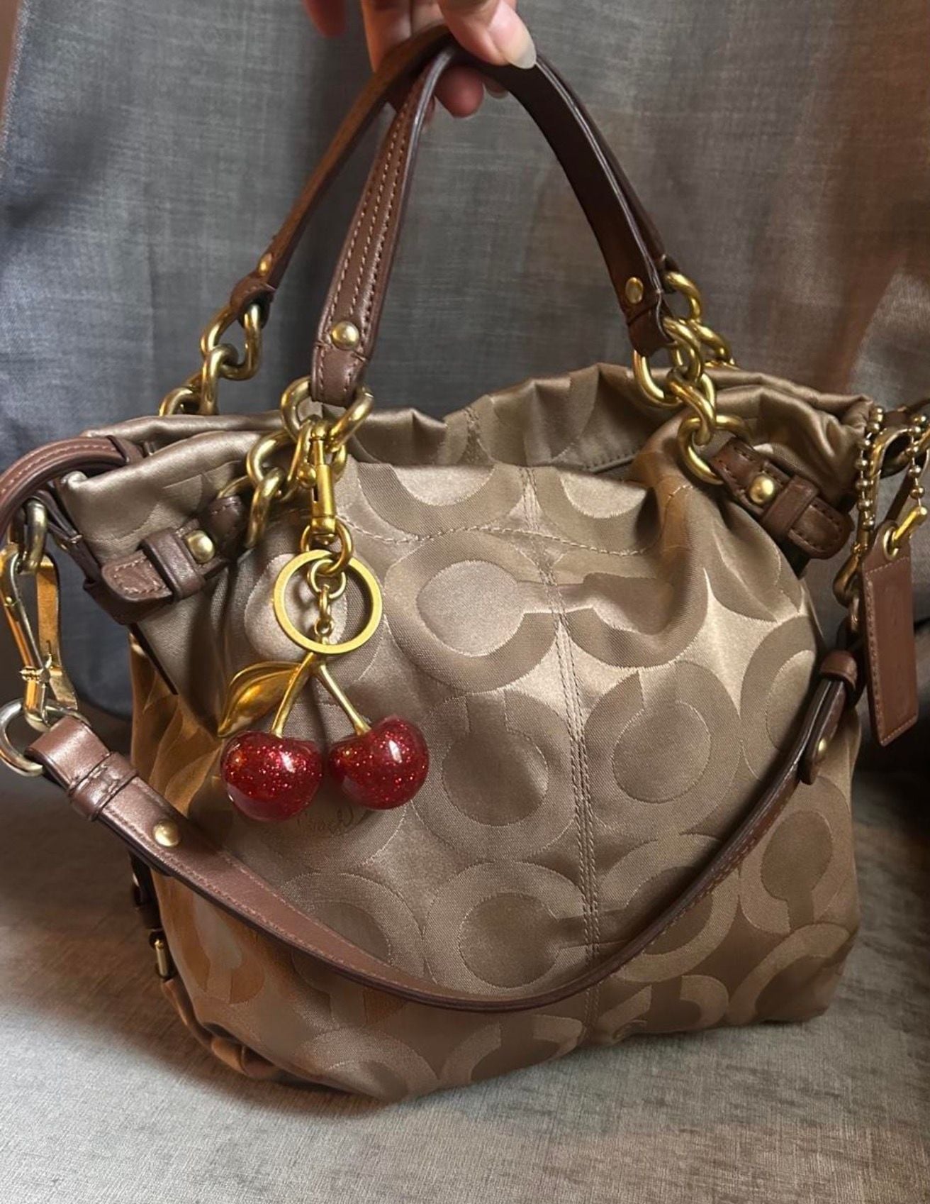 Y2K Vintage Coach Signature Sateen Gold Shoulder Bag 14147 2