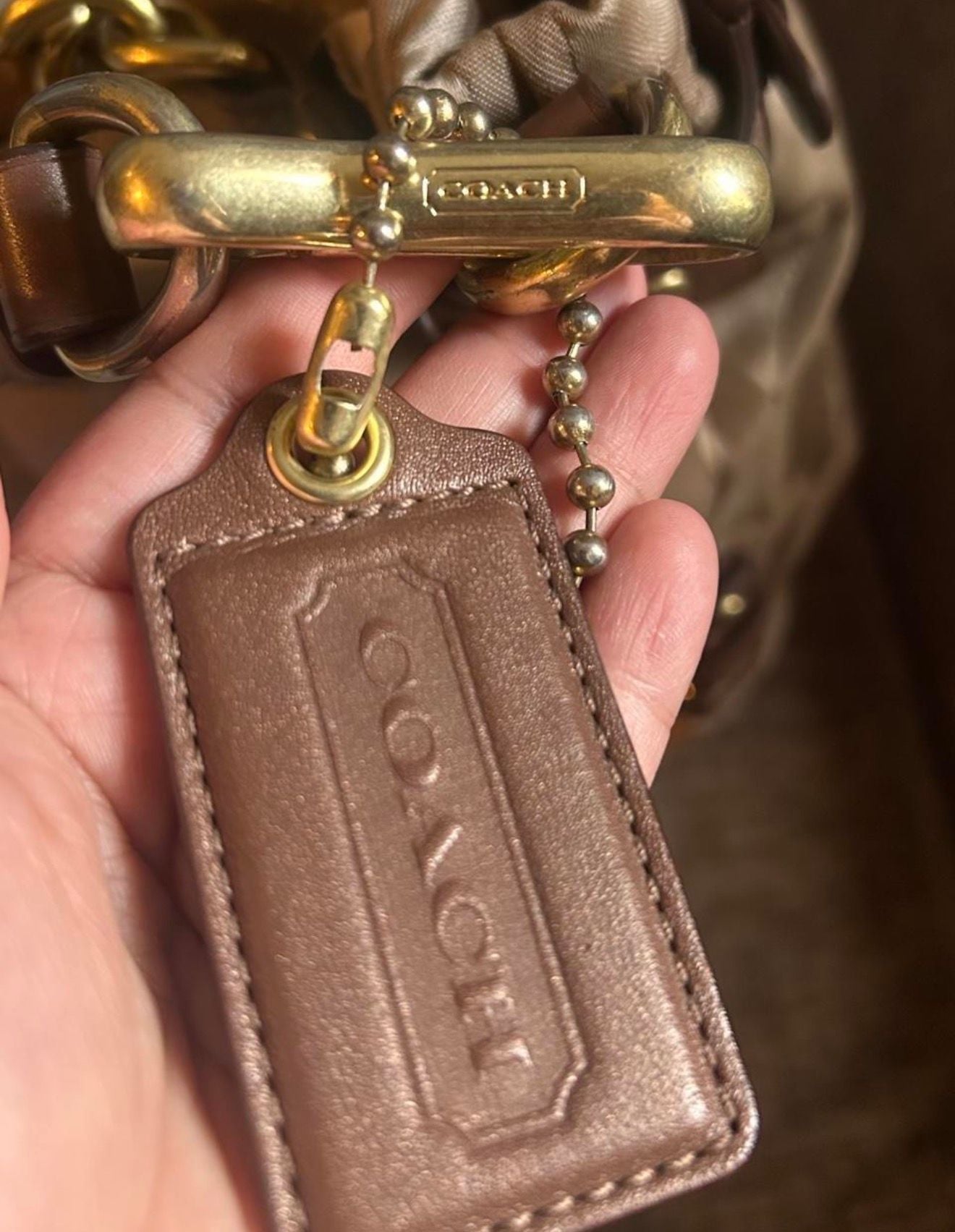 Y2K Vintage Coach Signature Sateen Gold Shoulder Bag 14147 4