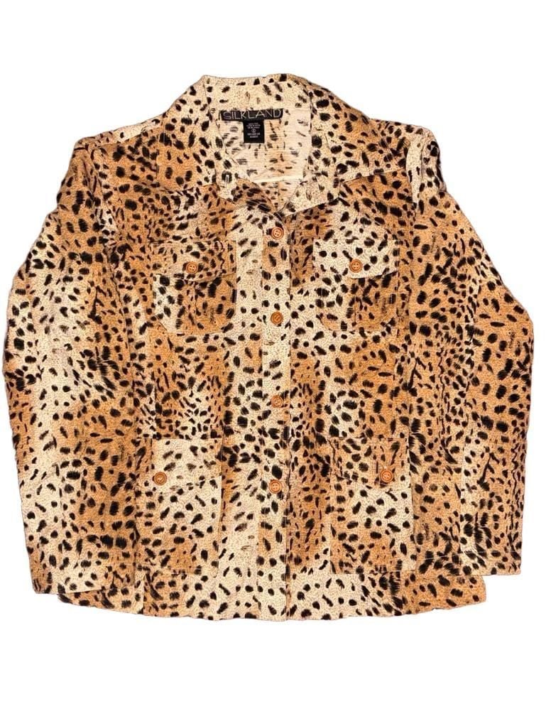 Silkland Leopard Silk Shirt Size S 2