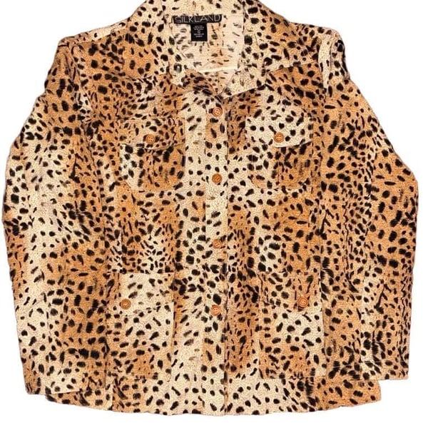 Silkland Leopard Silk Shirt Size S