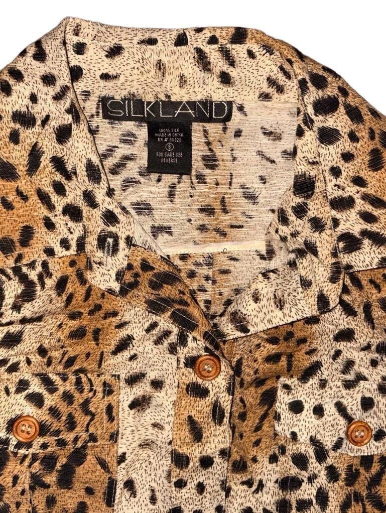 Silkland Leopard Silk Shirt Size S 3