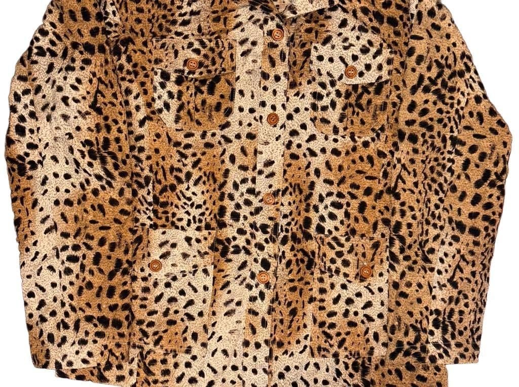 Silkland Leopard Silk Shirt Size S 4