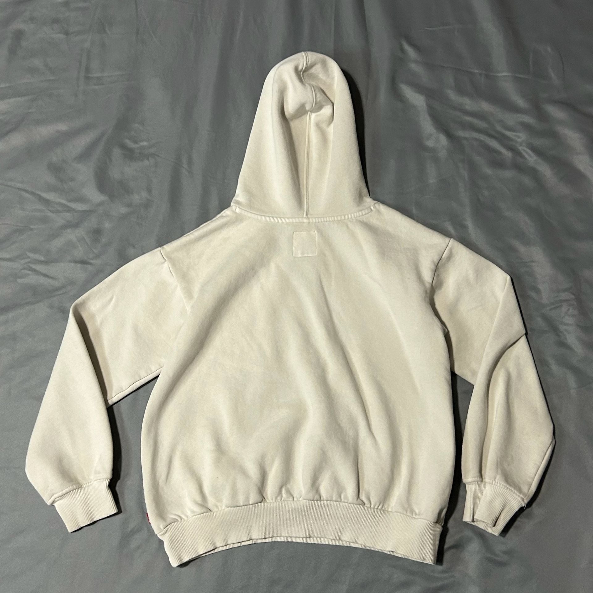 Levi's Fleece Hoodie Size L (10/12) Cream Logo Graphic Pullover 3