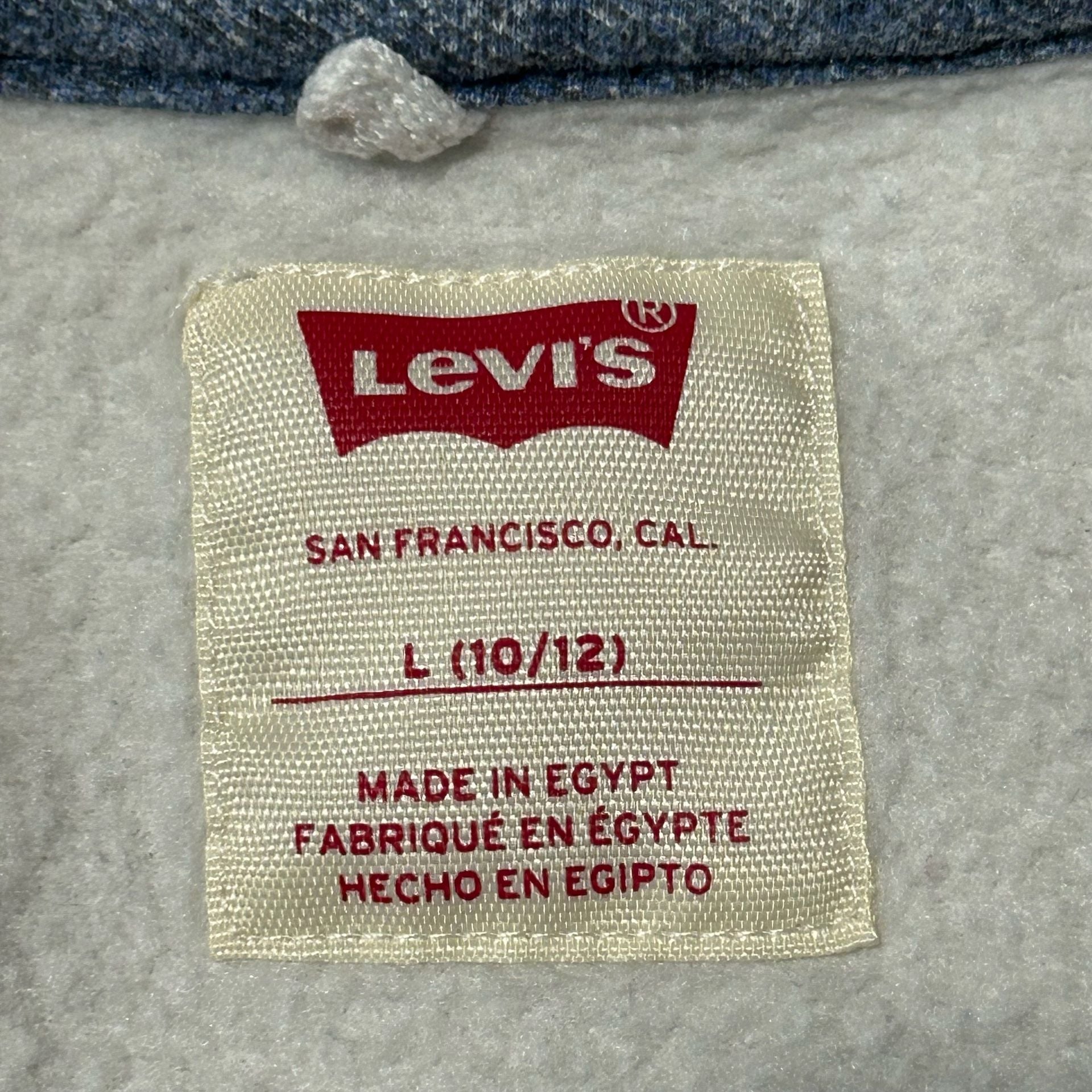 Levi's Fleece Hoodie Size L (10/12) Cream Logo Graphic Pullover 4