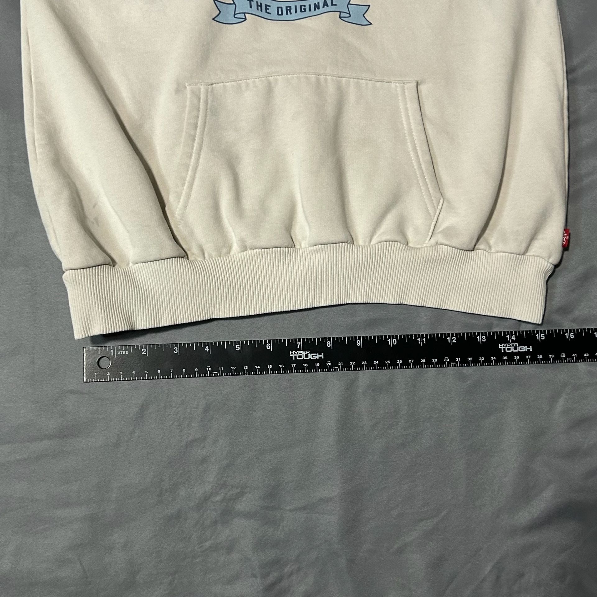 Levi's Fleece Hoodie Size L (10/12) Cream Logo Graphic Pullover 8