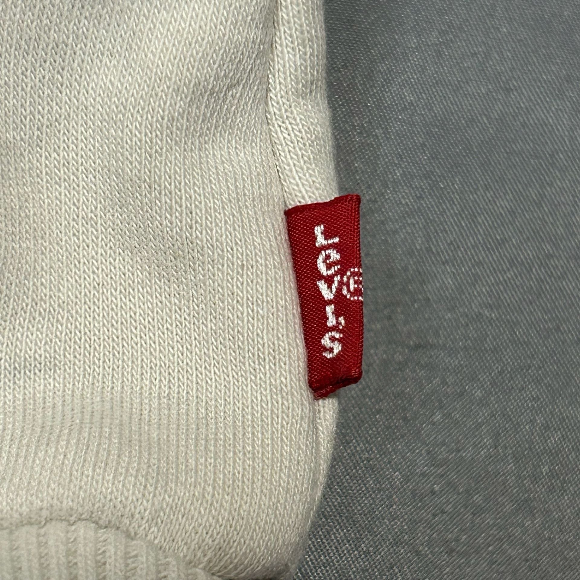 Levi's Fleece Hoodie Size L (10/12) Cream Logo Graphic Pullover 13