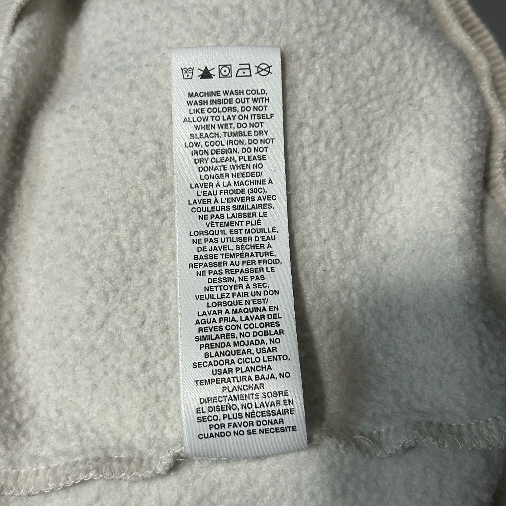 Levi's Fleece Hoodie Size L (10/12) Cream Logo Graphic Pullover 15