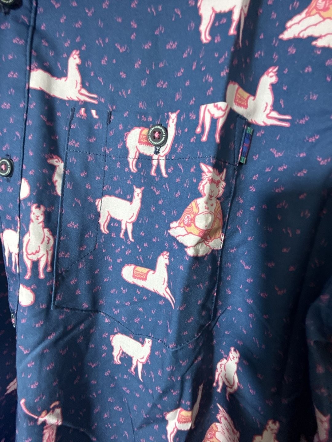William Murray Golf Llama Print Short Sleeve Button Down Shirt Blue size medium 6