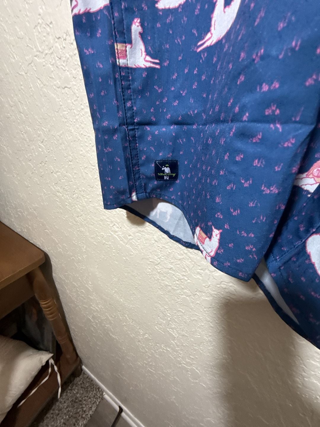 William Murray Golf Llama Print Short Sleeve Button Down Shirt Blue size medium 7