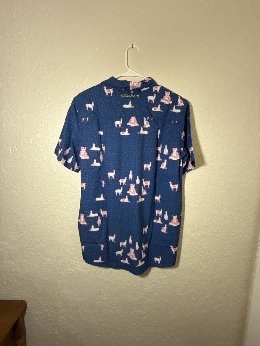 William Murray Golf Llama Print Short Sleeve Button Down Shirt Blue size medium 8