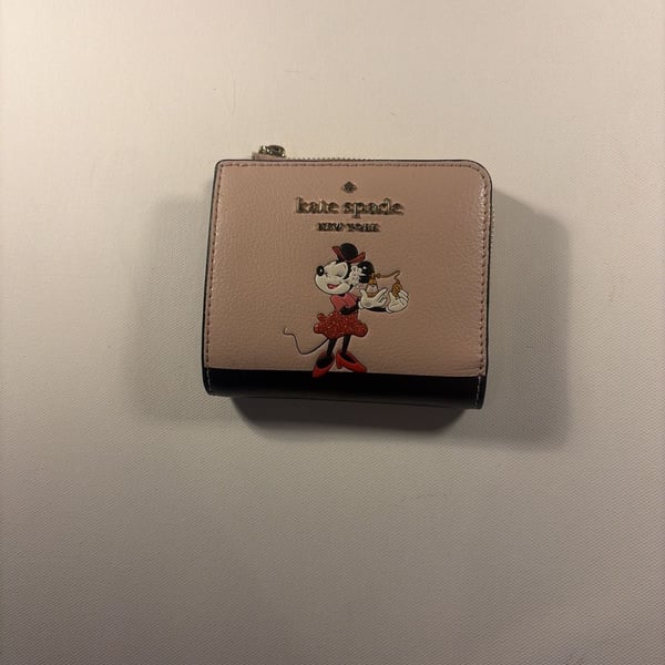 Kate Spade Disney Minnie Mouse L-Zip Bifold Wallet Pale Vellum Multi