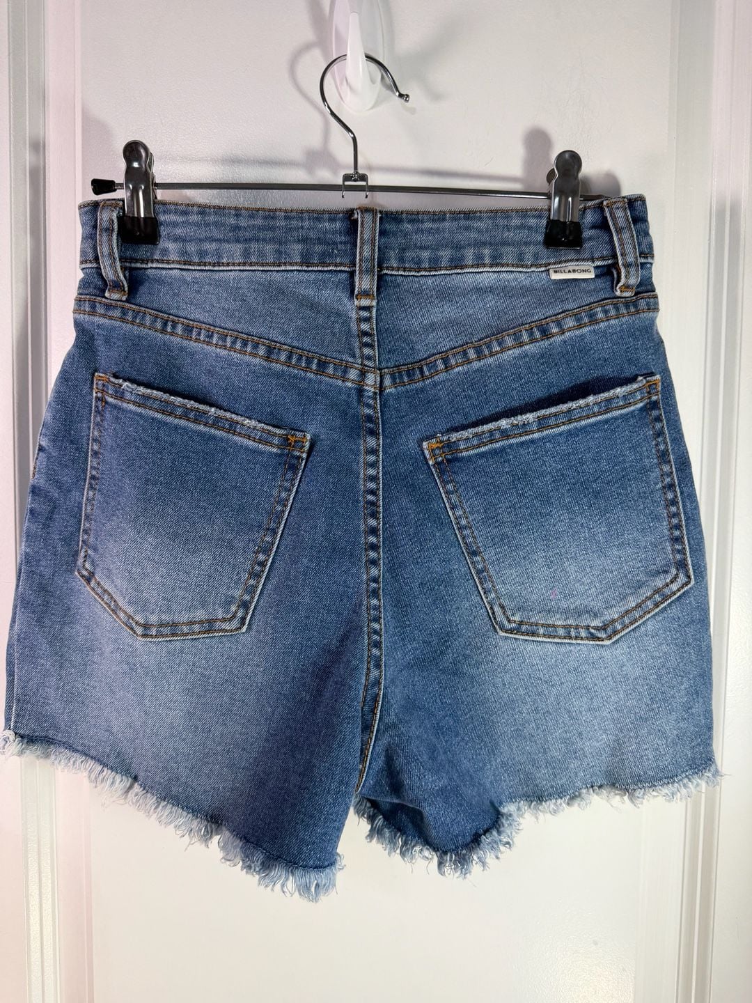Billabong Denim Shorts Size 25 Blue Frayed Hem 4