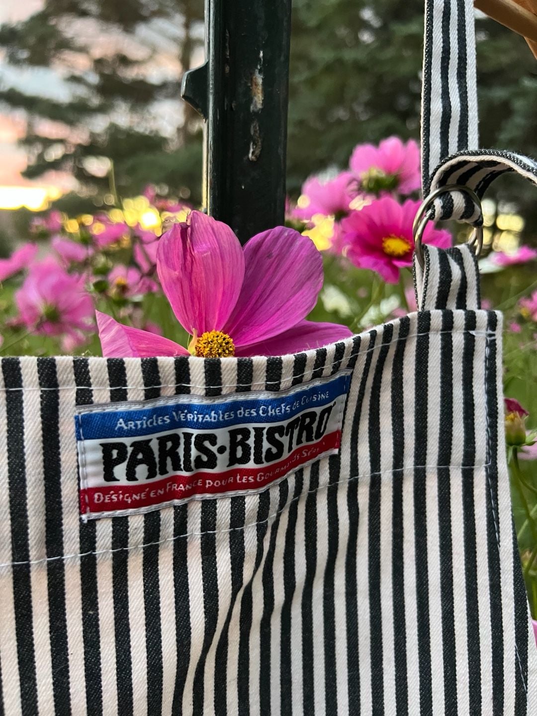 Paris Bistro Black And White Striped Kitchen Apron 2