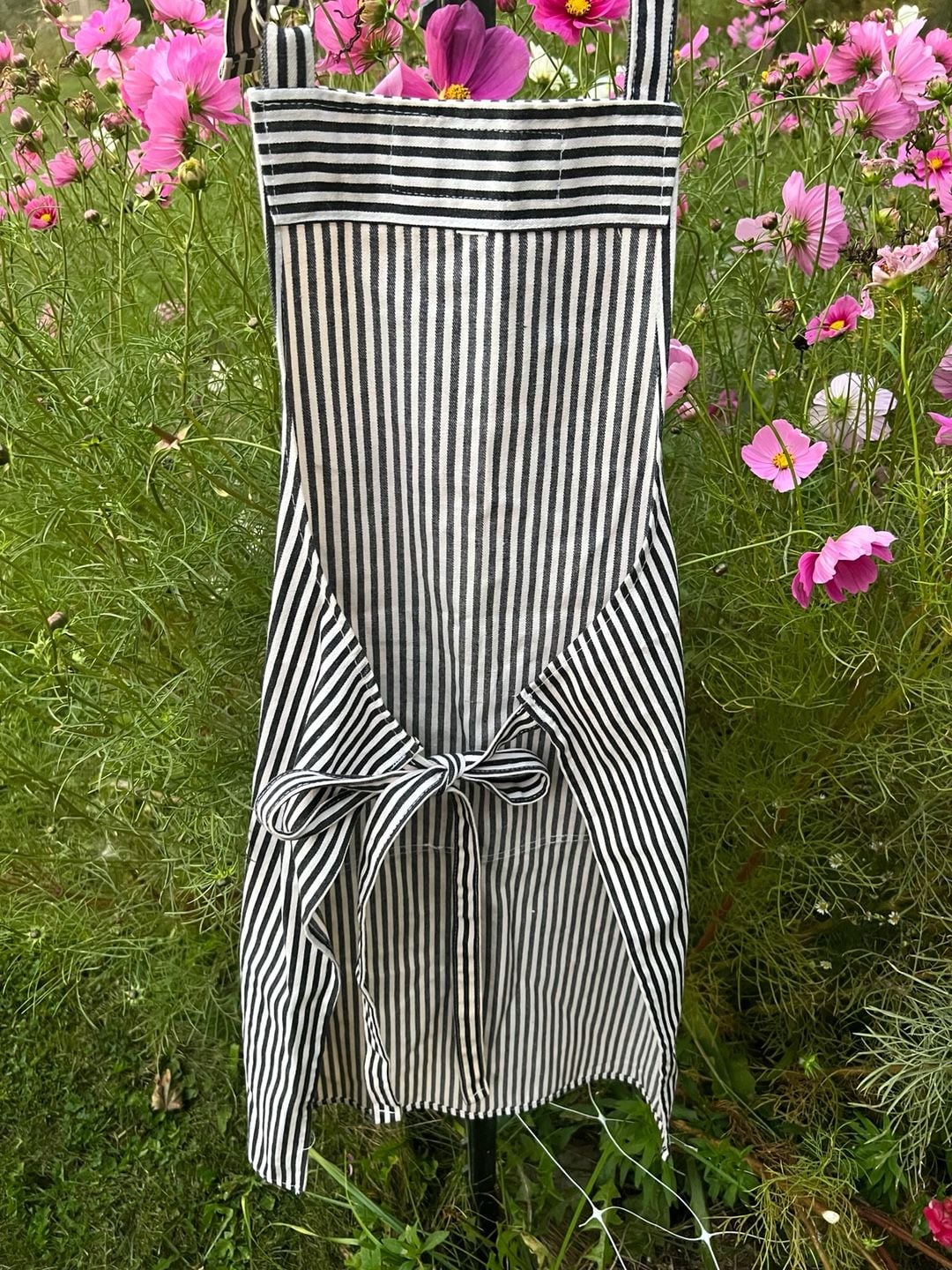 Paris Bistro Black And White Striped Kitchen Apron 4