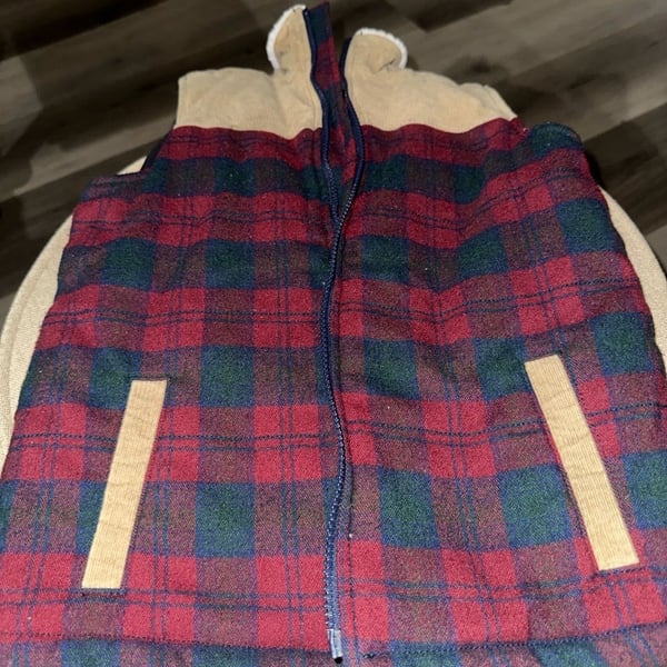 Kapital K Vest Size 6 boys Red Plaid Sherpa Fleece Lined