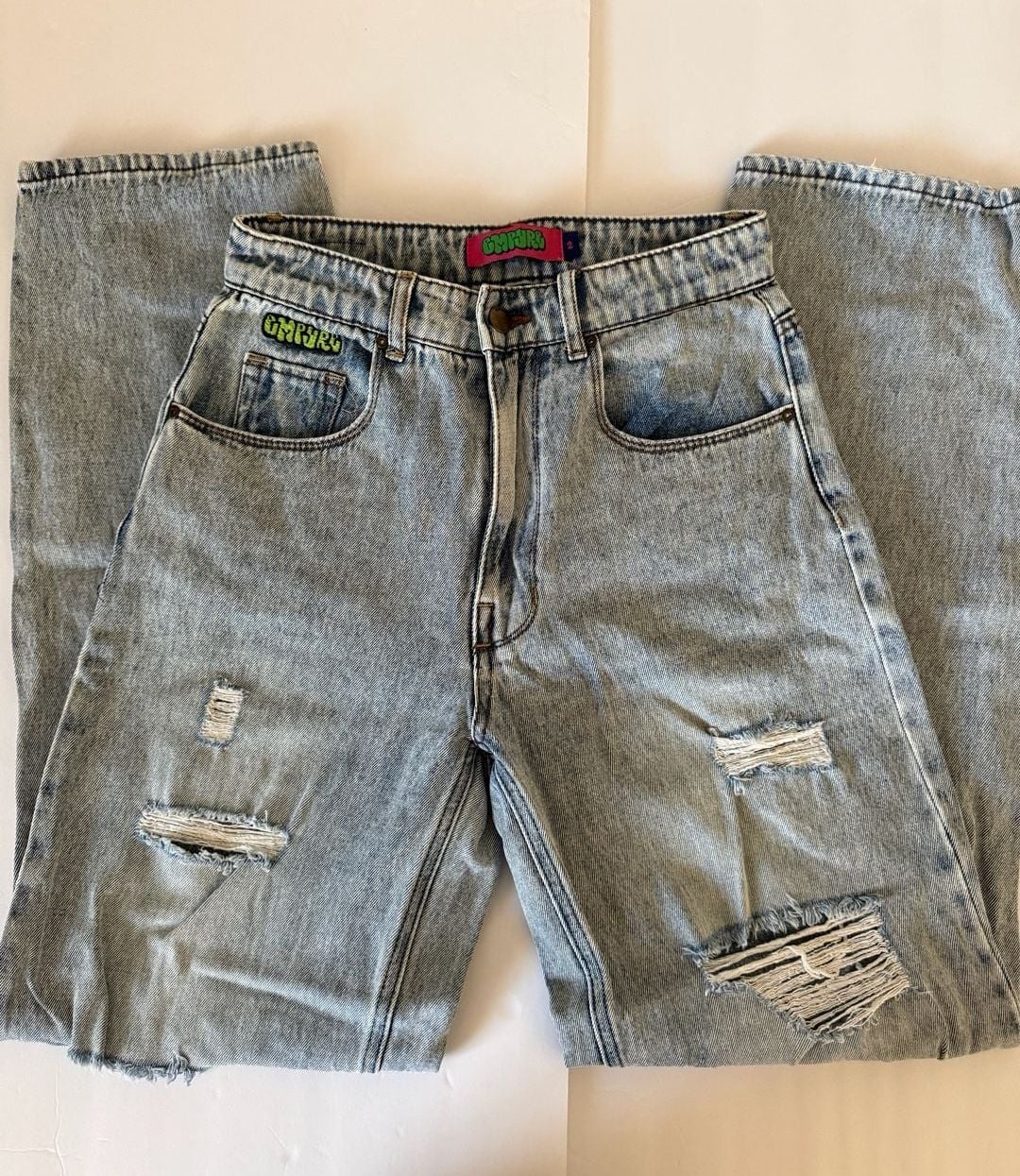 Empyre Tori Jeans Size 2 Light Wash Distressed Denim Skater 1