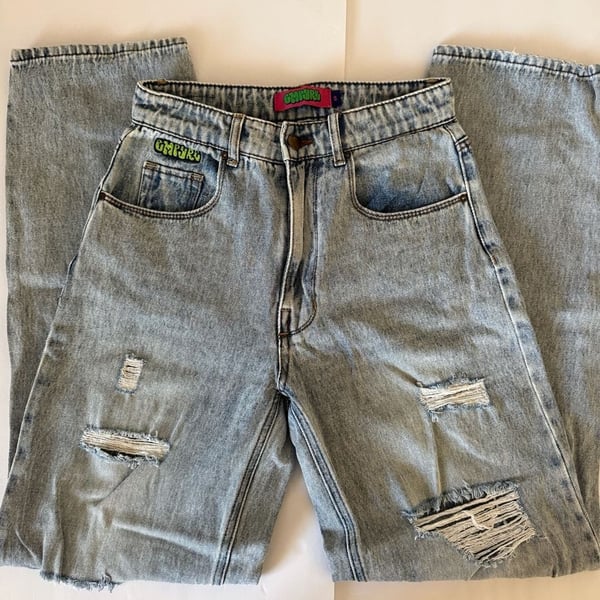 Empyre Tori Jeans Size 2 Light Wash Distressed Denim Skater