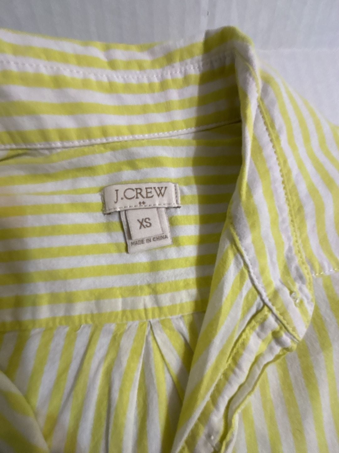 J.Crew Striped Button Up Shirt Size XS Yellow White Long Sleeve Pullover 4