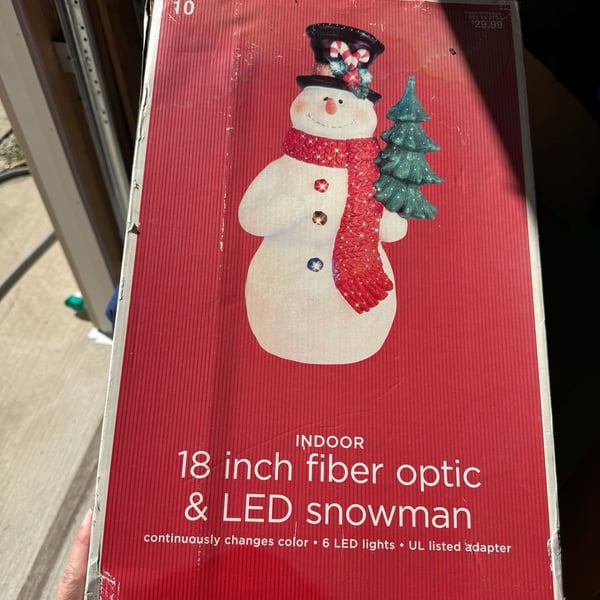 Vintage Holiday Home Indoor 18 Inch Fiber Optic & LED Snowman