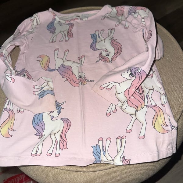 H&M Unicorn Long Sleeve Top Size 5T/6 Pink