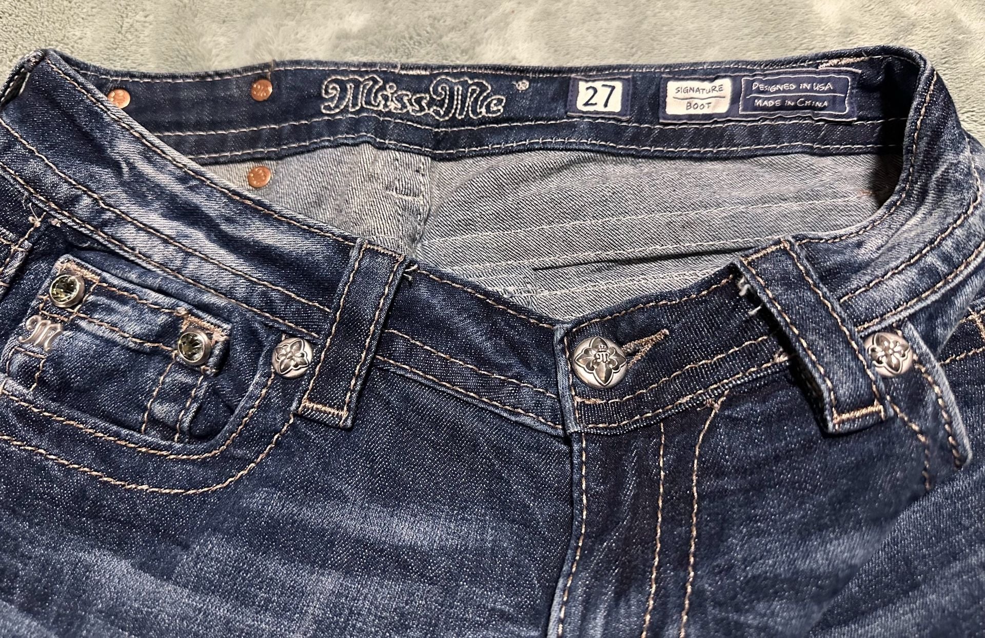 Miss Me Signature Boot Jeans Size 27 Dark Wash Denim Bootcut 3