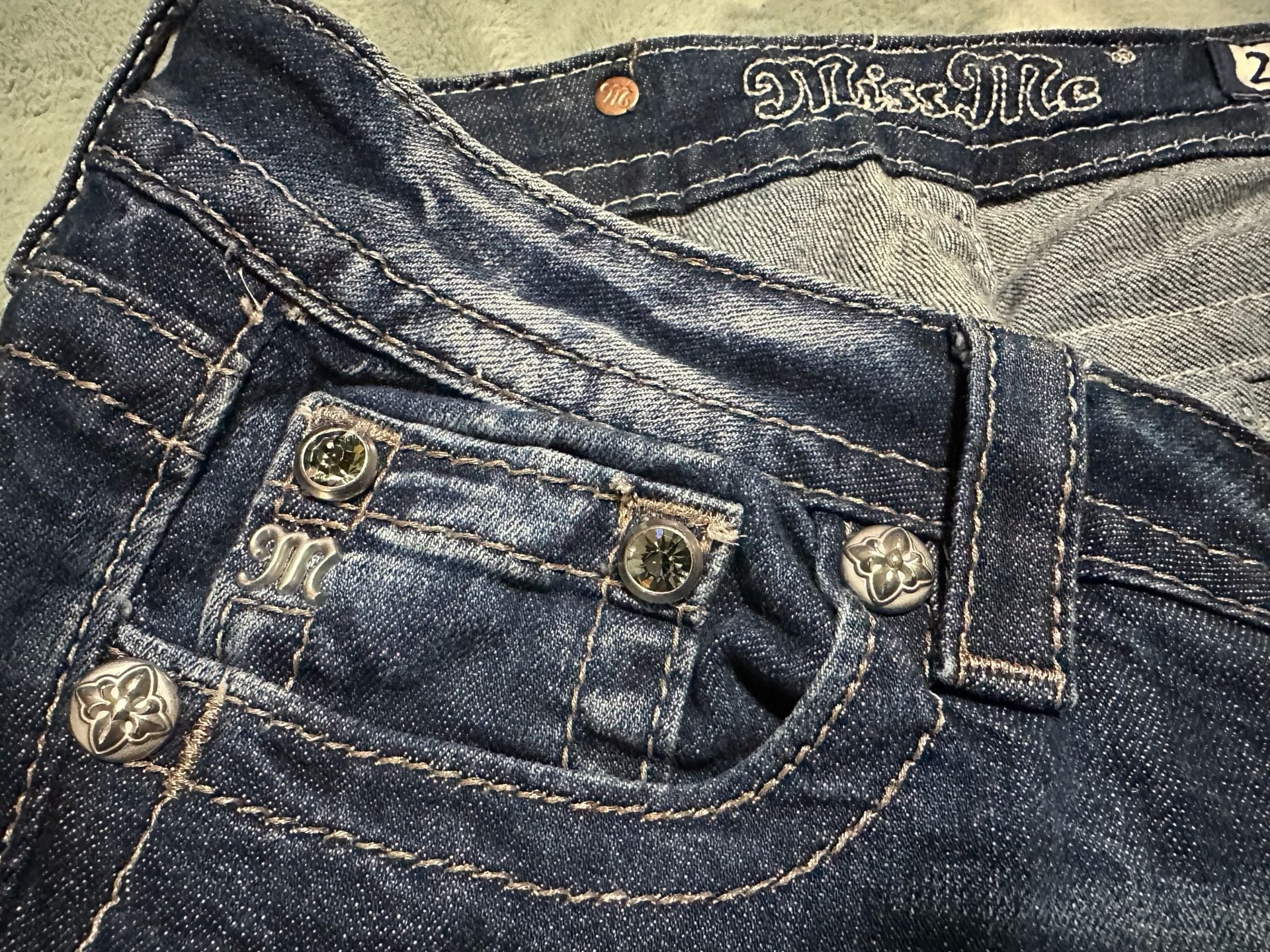 Miss Me Signature Boot Jeans Size 27 Dark Wash Denim Bootcut 5
