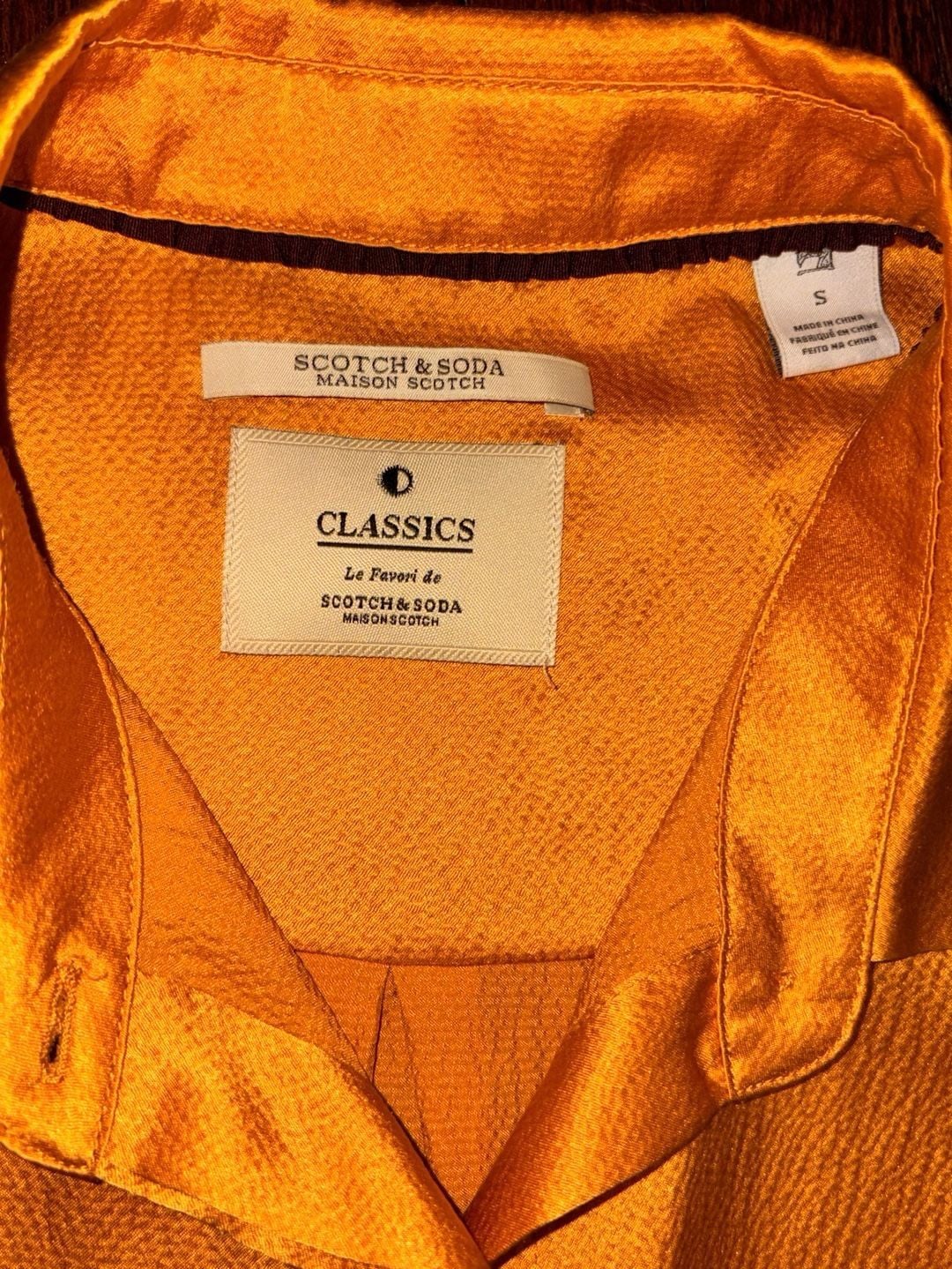 Scotch & Soda Classics 100% Silk Blouse Size S Golden Orange Long Sleeve Shirt 3