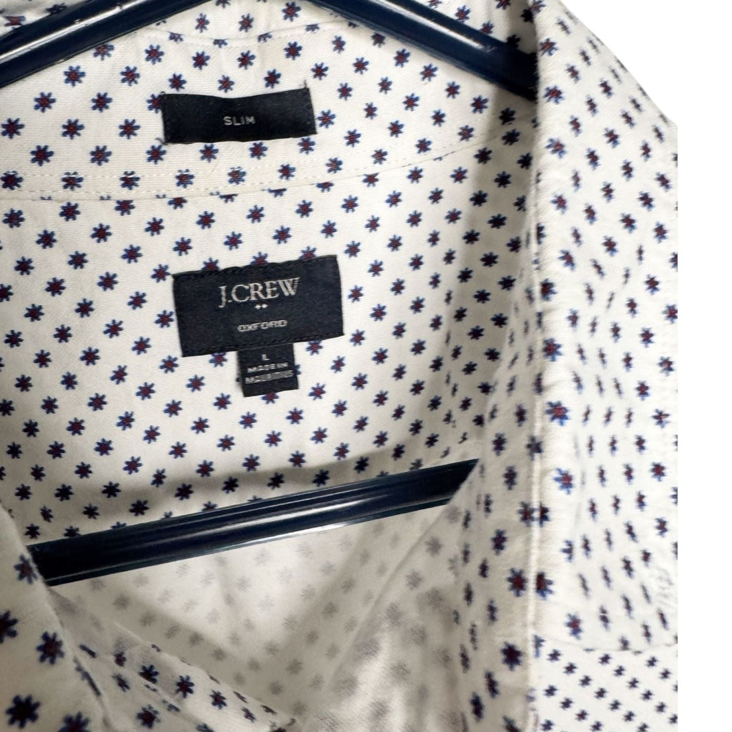 J.Crew Oxford Slim Short Sleeve Button Down Shirt Size L White 4