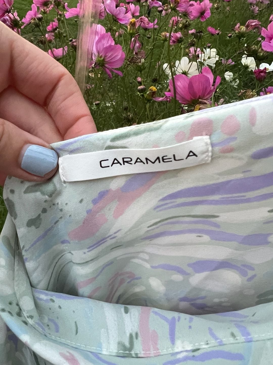 Caramela Willow Dress Size Medium Marble Print One-Shoulder 5