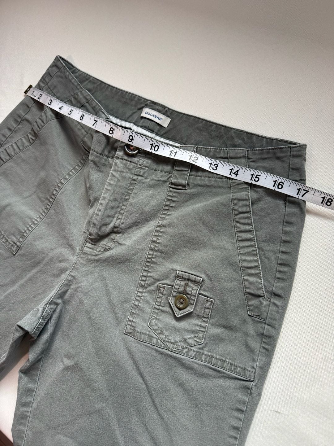 Slate Gray Capri Pants Utility Pocket Stretch Casual Cropped Women’s Size 10 5