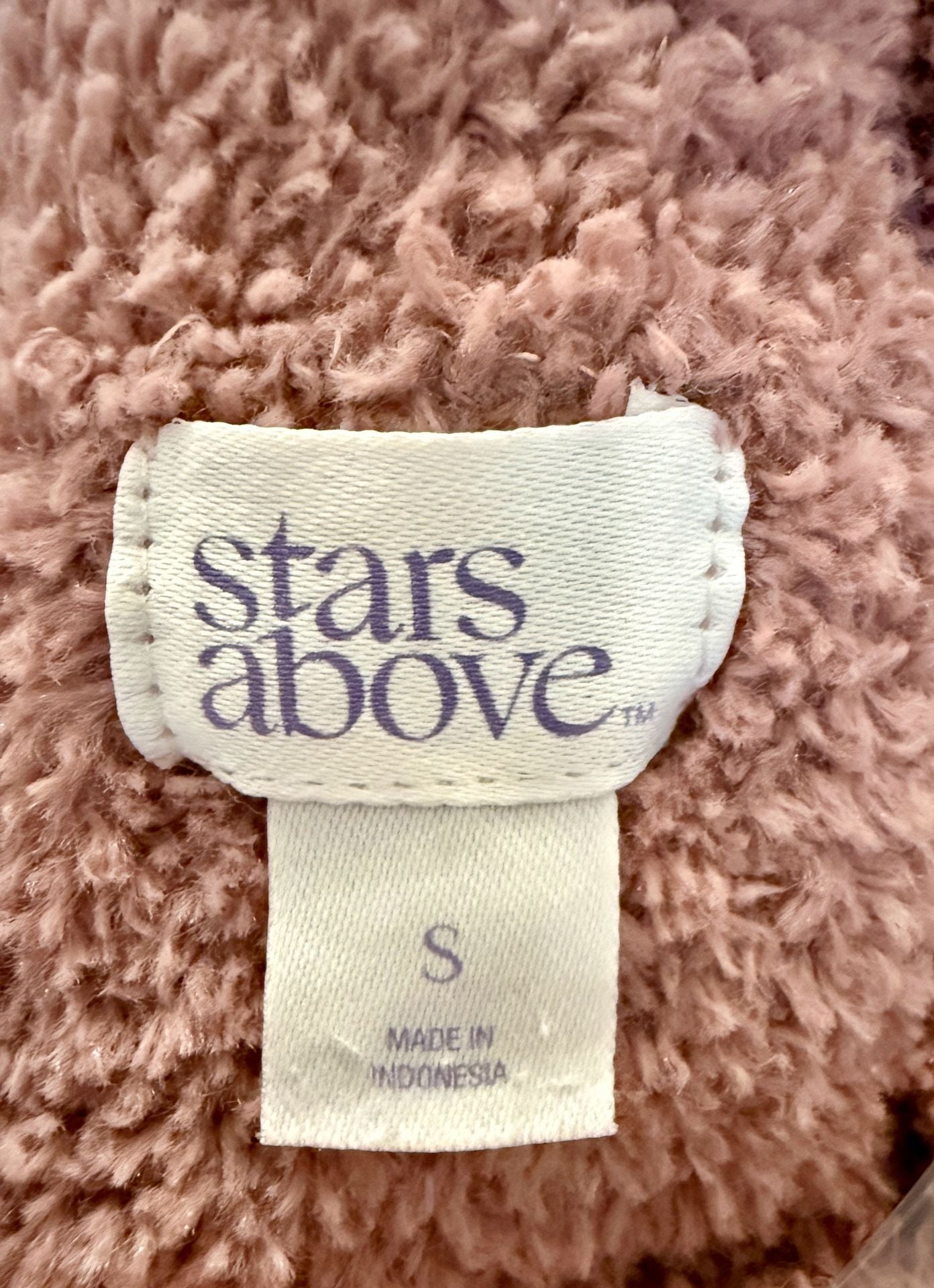 Stars Above Fuzzy Crewneck Sweater Size S Pink Mauve Soft 3