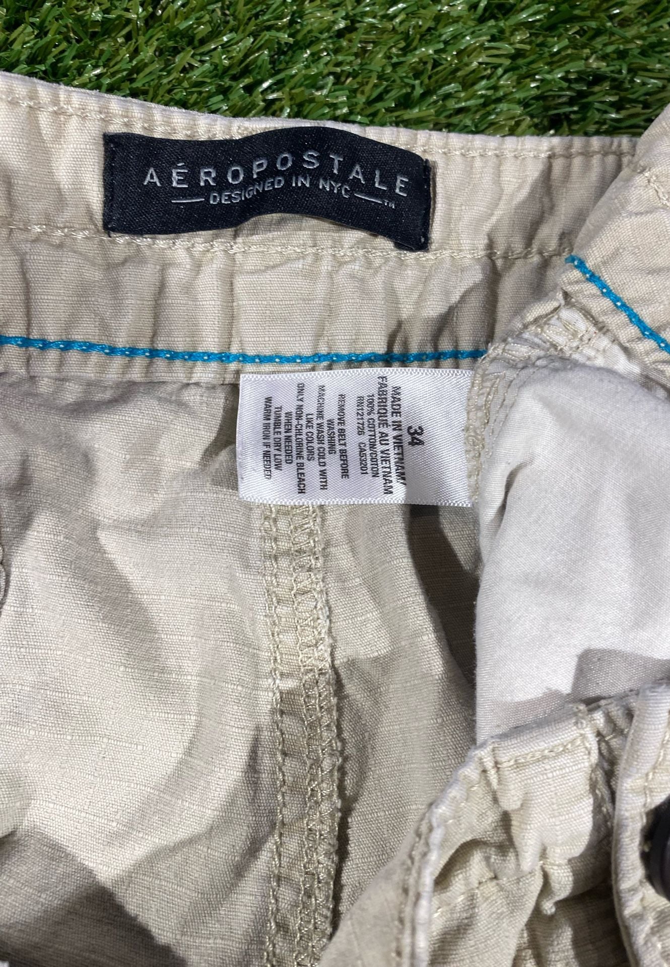 Aeropostale Cargo Shorts Size 34 Beige Cotton Utility Pockets 4