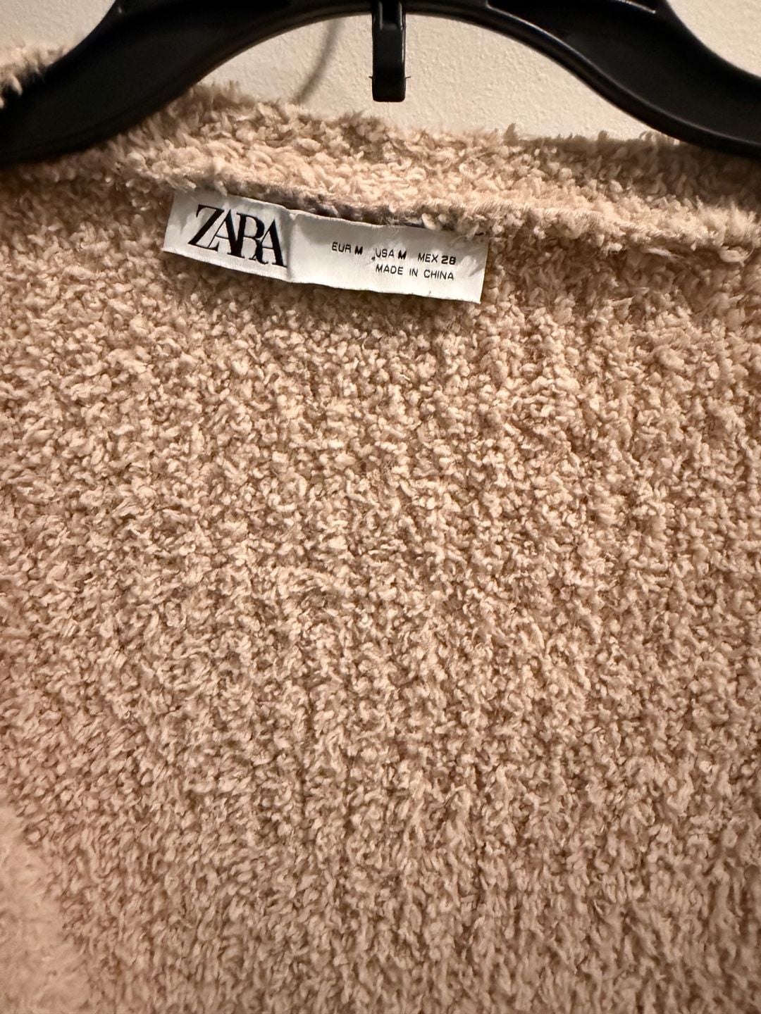 Zara Cardigan Size M Beige Boucle Knit Cropped Sweater 5