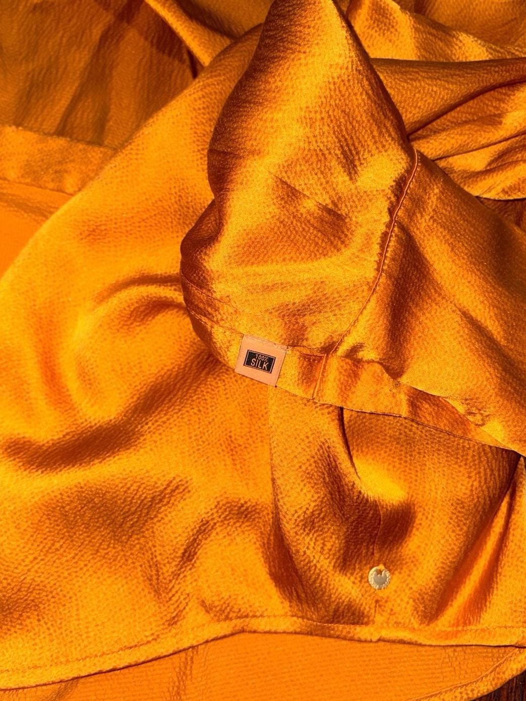 Scotch & Soda Classics 100% Silk Blouse Size S Golden Orange Long Sleeve Shirt 6