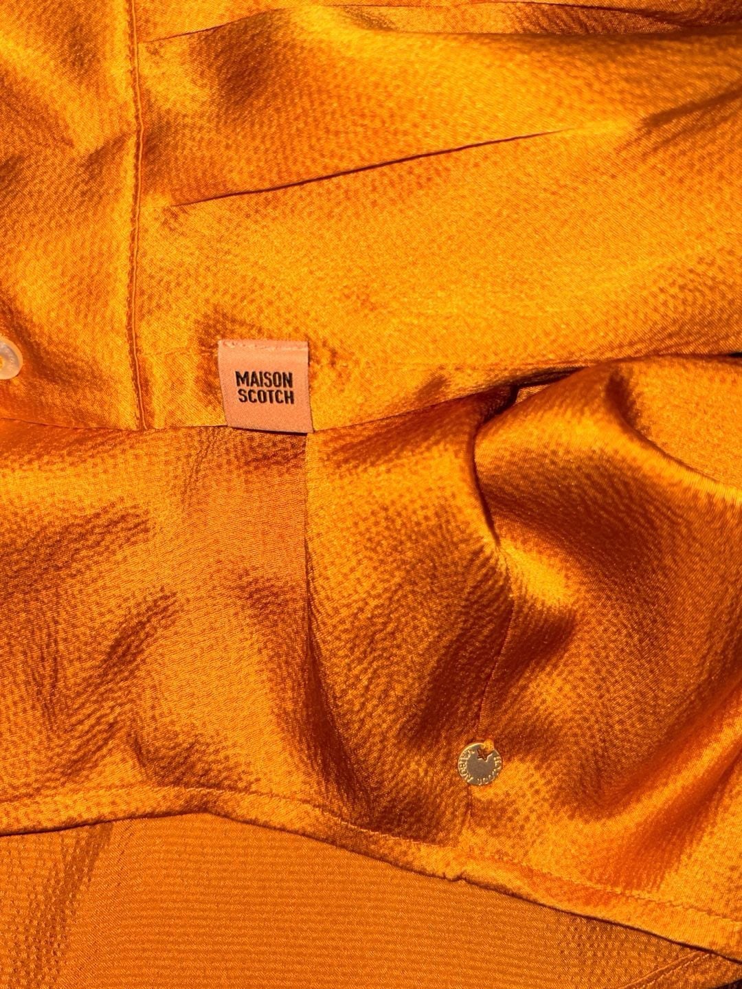 Scotch & Soda Classics 100% Silk Blouse Size S Golden Orange Long Sleeve Shirt 5