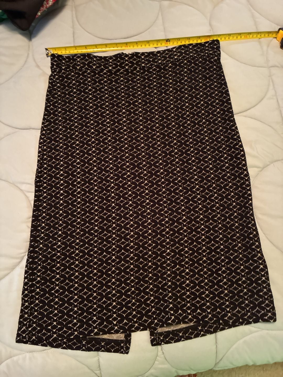 Maeve Pencil Skirt Size L Black Diamond Geometric Knit A810 6
