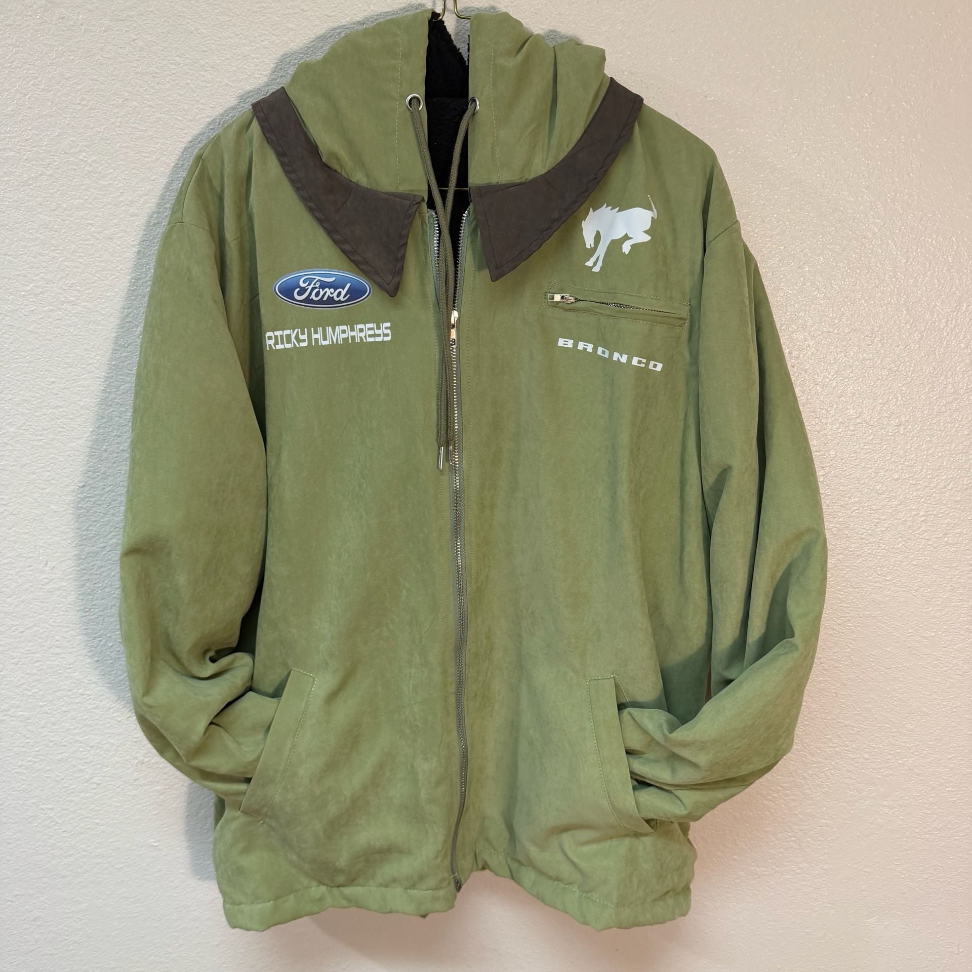 Ford Bronco Racing Jacket Sage Green Ricky Humphreys Size L 3