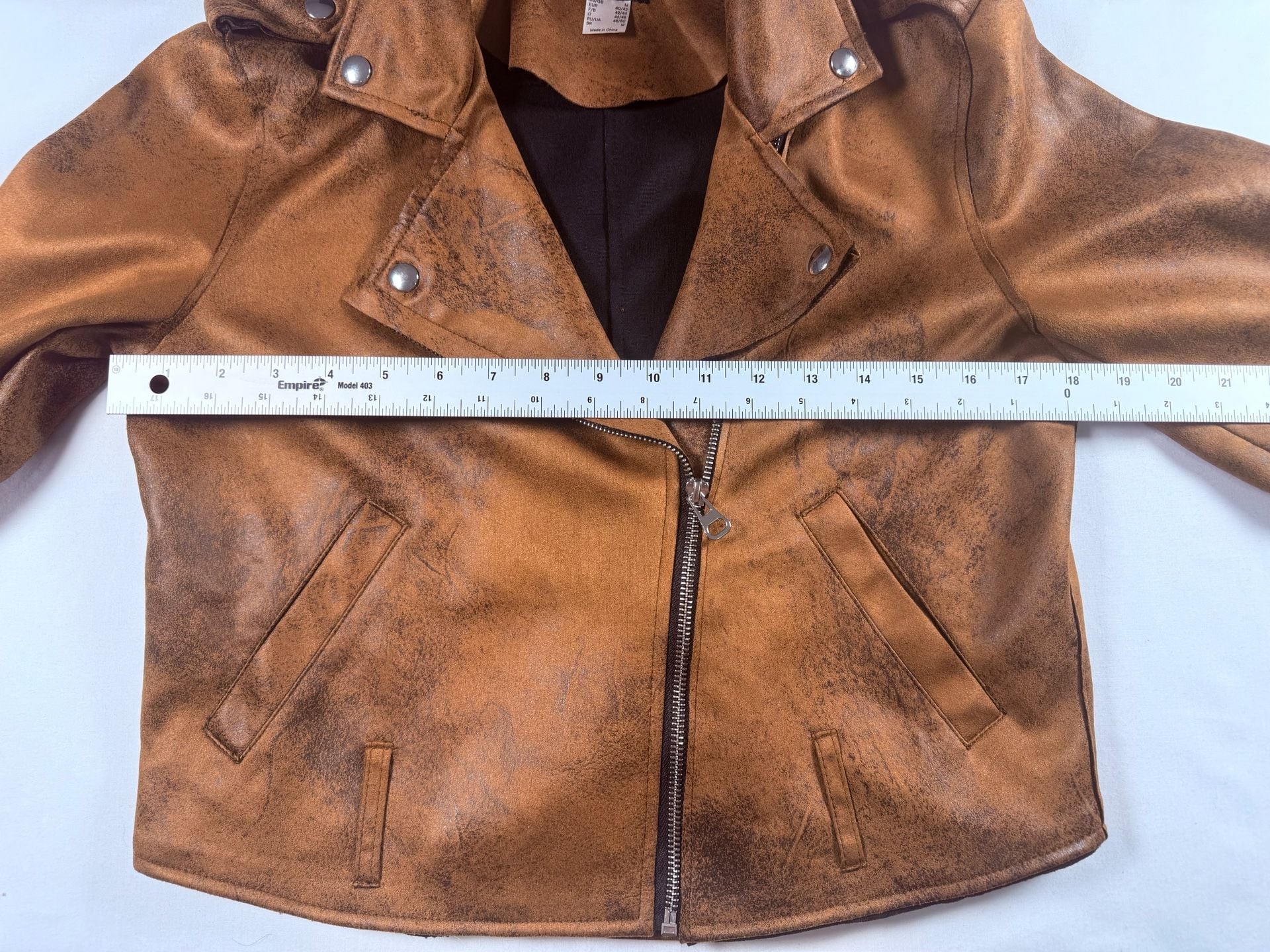 Venus Motorcycle Jacket Size M Brown Faux Leather Moto Biker 5