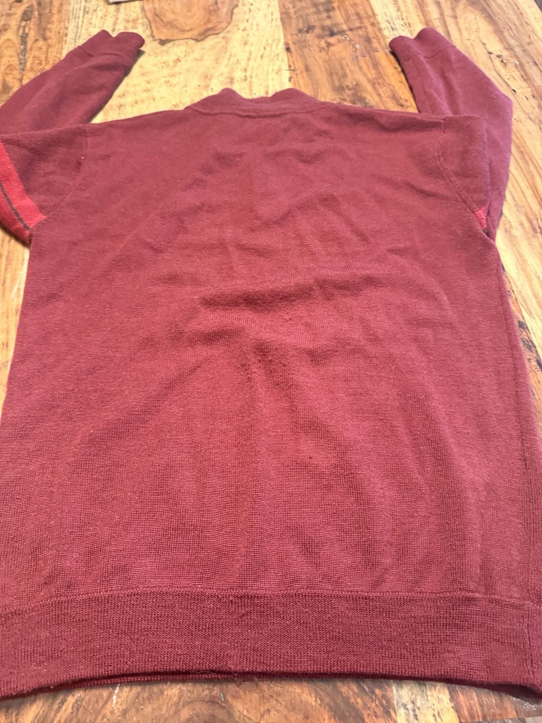 Patagonia Quarter Zip Wool Sweater Size S Burgundy Red Striped Knit 4
