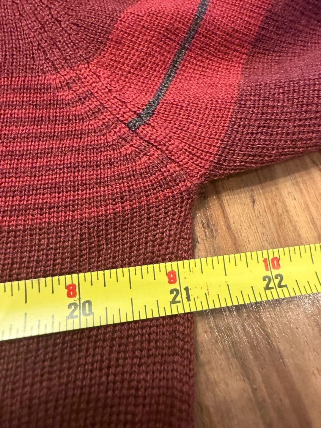 Patagonia Quarter Zip Wool Sweater Size S Burgundy Red Striped Knit 6