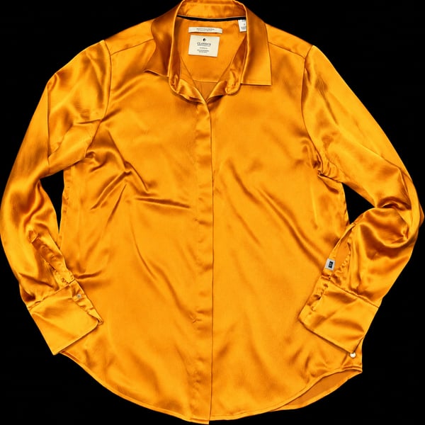 Scotch & Soda Classics 100% Silk Blouse Size S Golden Orange Long Sleeve Shirt