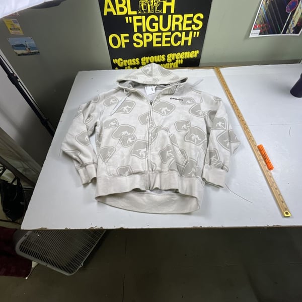 And1 Full Zip Hoodie Size L White Gray AOP Basketball Y2K Vintage OF